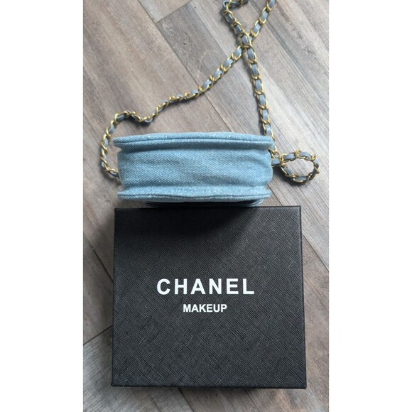 Chanel Makeup GWP Blue Quilted Denim Mini Crossbody Flap Bag Gift with Purchase - Picture 6 of 10